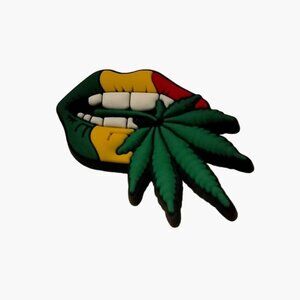 Cannabis Shoe Charm Rasta Lips Weed Leaf Red Yellow Green